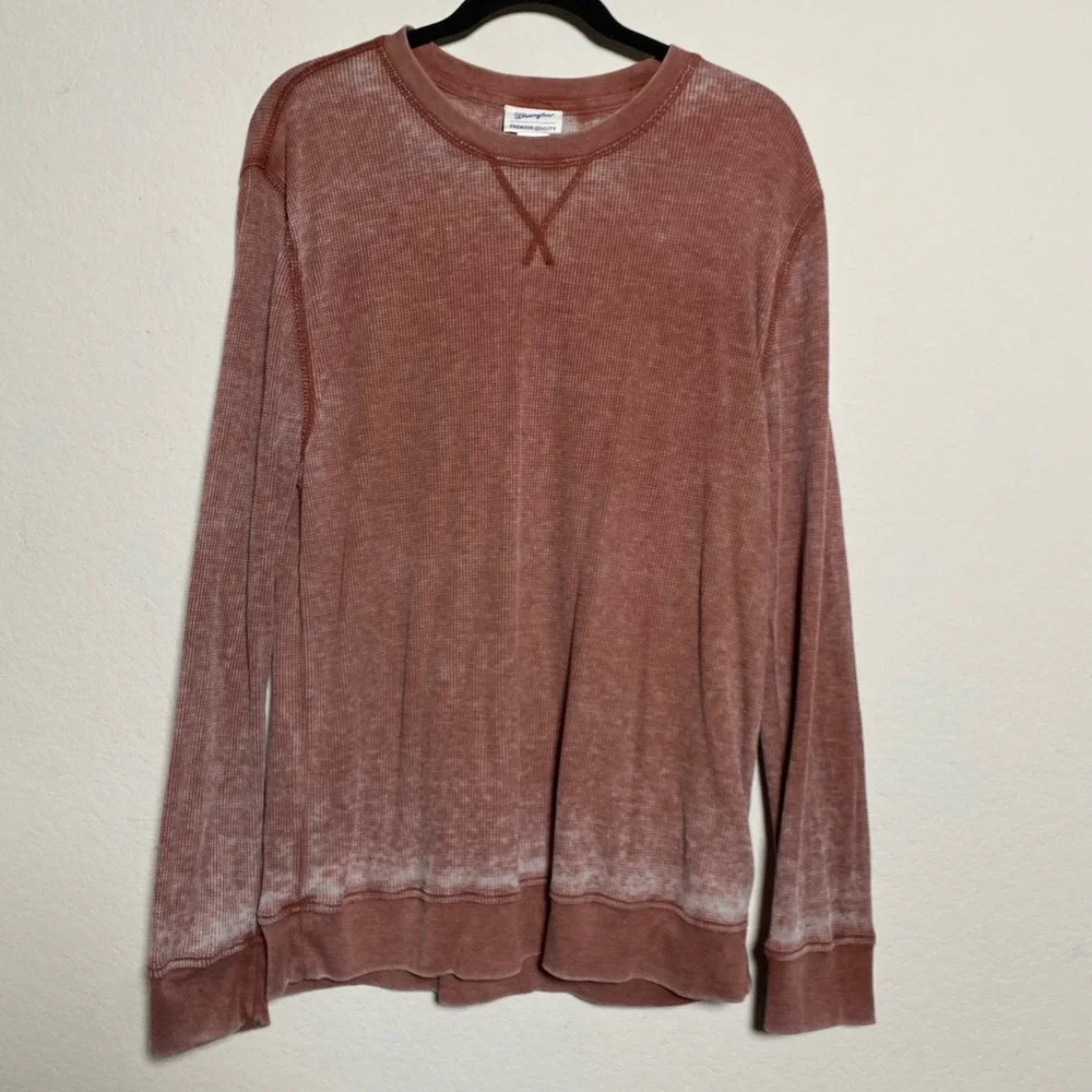 Wrangler Premium Quality Waffle Knit Long Sleeve Mens Large Faded Rustic Thermal